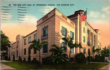 The New City Hall St. Petersburg Florida Linen Postcard