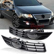 Pair Front Bumper Fog Lamp Light Bulb & Grille Kit For VW Passat 3C B6 2006-2009