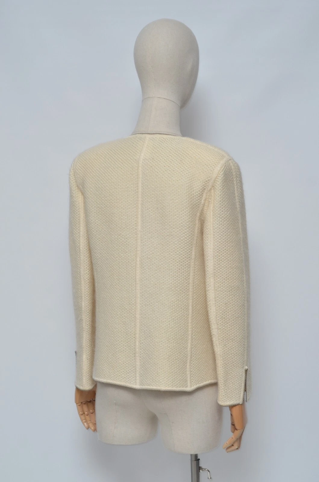 Cardigan CHANEL Identificazione Lusso Donna Beige Lavorato a Maglia Blazer Madein Francia