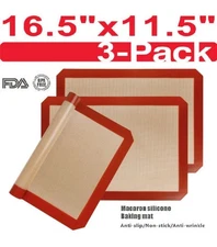 3-Pack Silicone Baking Mat Nonstick Heat Resistant Oven Mats Toaster Liner Sheet