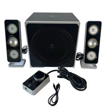 Logitech Z-4 2.1 Speaker System Subwoofer Wired Control Pod Tested Working Video