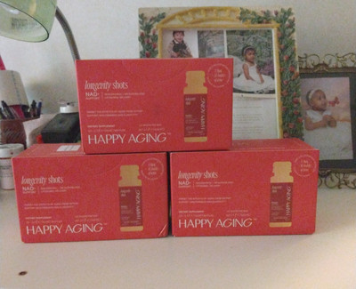 New Fresh Sold Out Happy Aging NAD+ Support Longevity Shots 3 Boxes/30 Bottles