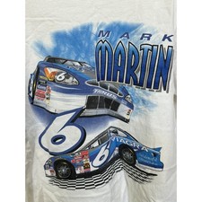 MARK MARTIN 6 NASCAR VTG Shirt Men L Distressed Viagra Double Sided Ford Roush