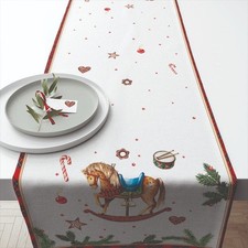 Ambiente Tischläufer Läufer Decke - 150 x 40 cm - 100% Baumwolle  Schaukelpferd