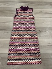 Missoni Orange Label Sleeveless Multicolor Knit Mock Dress Women Sz 42 US 6 M