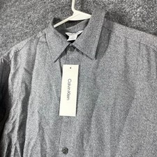 Calvin Klein Shirt Mens Small Gray Heather Button Up Long Sleeve Classic Fit New