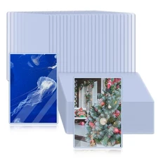 50 Pack 4" x 6" Rigid Print Protectors Clear Waterproof Hard Plastic Page She...