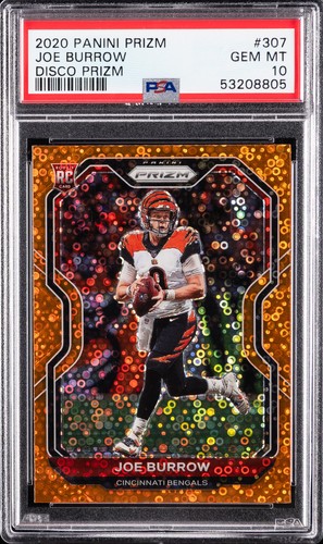 2020 PANINI PRIZM DISCO PRIZM #307 JOE BURROW ROOKIE RC PSA 10