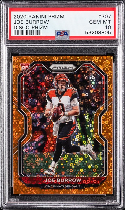 2020 PANINI PRIZM DISCO PRIZM #307 JOE BURROW ROOKIE RC PSA 10