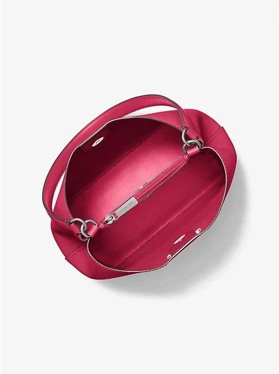 Michael Kors Pratt Mediano Bolso de Mano Cartera Hombro Mensajero Frambuesa Oscura Foto 2 de 4