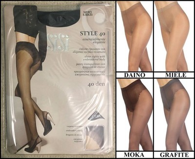 SiSi style classic silky lace semi-transparent tights with fishnet panties 40 D