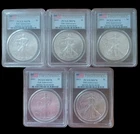 2011 American Silver Eagle MS70 PCGS  "First Strike" 25th Anniviversary SET Of 5