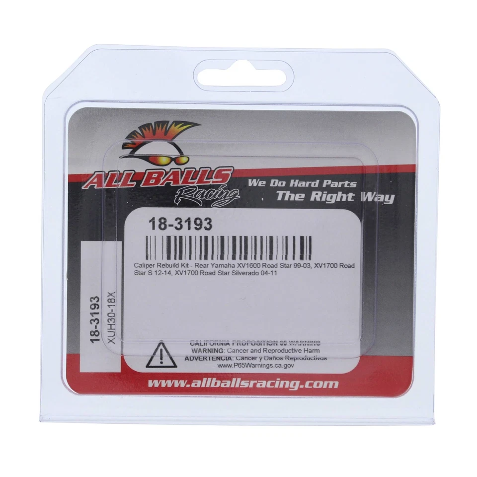 All Balls Rear Caliper Rebuild Kit 18-3193 For Yamaha XV1700 Road Star S Foto 4 de 4