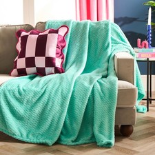 OHS Luxury Popcorn Waffle Blanket Large Warm Fleece Throw Over Bed Travel