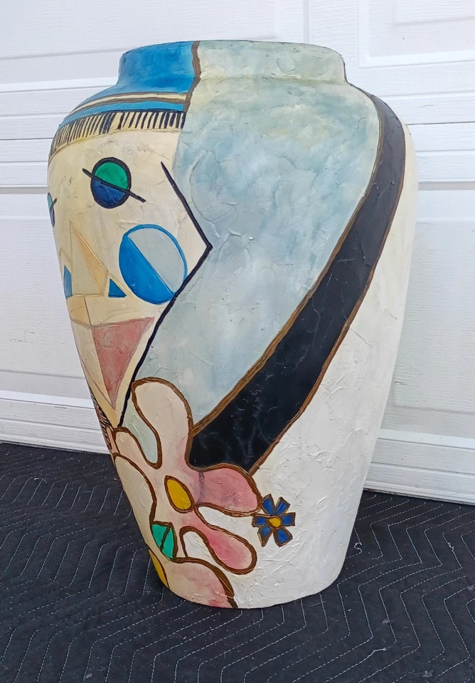 Mid Century Modern Unique Plaster Avant Garde Design Picasso Style Large Vase - Image 3 of 4