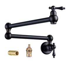 Oil Rubbed Bronze Wall Mount Pot Filler Faucet Solid Brass Double Handle 20in
