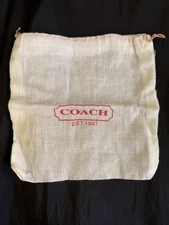 Coach Wallet Dust Bag/Pouch 7.5” X 7.5” Drawstring White Soft Cotton Red Logo