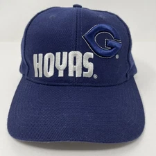 Vintage Georgetown Hoyas Hat Cap Strap Back Navy Blue NCAA Basketball Mens 90s