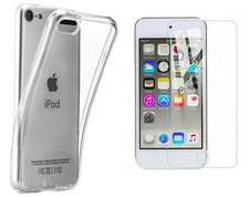 For iPod Touch 5/6/7th Gen TPU Transparent Back Cover Tempered Glass Screen