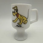VTG Walt Disney Productions PLUTO Milk Glass Footed Pedestal Mug Cup Rare Handle