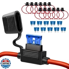 10 Pack 14 AWG Inline Fuse Holder - 12V-DC ATC/ATO 14 Gauge Fuse Holder for 1