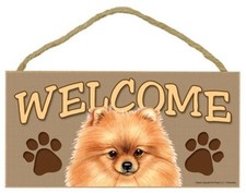 POMERANIAN Dog 5 x 10 Wood WELCOME SIGN Plaque USA Made