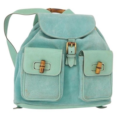 Gucci Vintage Bamboo Backpack Suede Green Suede Backpack | eBay