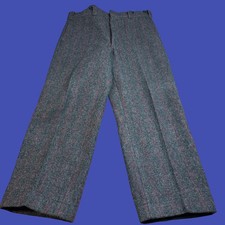 Vtg Woolrich Plaid Striped Pants Mens 36 Gray Wool Nylon Heavyweight USA