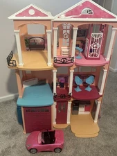 Barbie Dream House Playset Pink FFY84 Used But Mint Condition Comes With Extras
