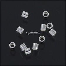 100 Sterling Silver Tube Crimp Beads 2x1.5mm 97434