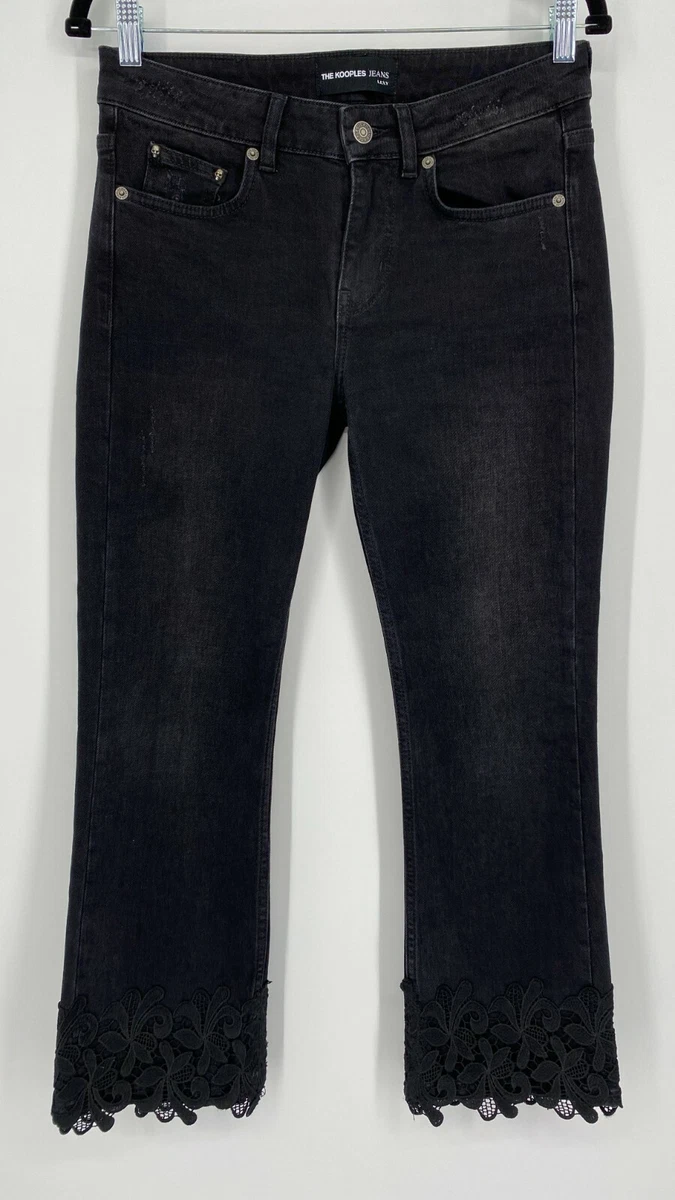 NEUF The Kooples Lexy Flare jeans femme taille 26 taille moyenne dentelle extens