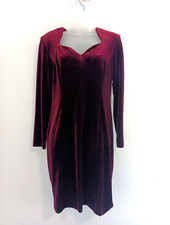 Jessica Howard Velvet Dress Size 10 VTG Midi Deep Red Stretch Goth Witchy Vamp