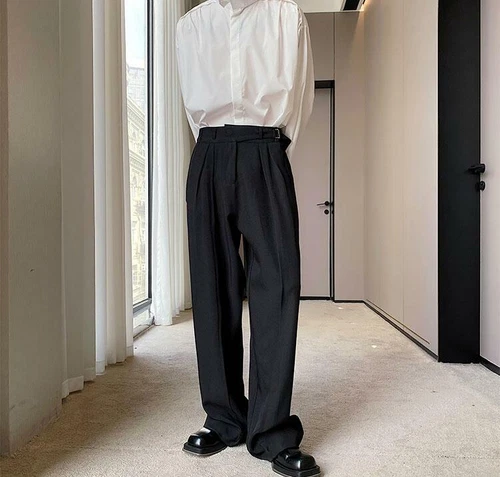 Pantalones de diseño para hombre Pantalones de moda Gran Bretaña cintura alta recta simple coreano OL - Imagen 6 de 21