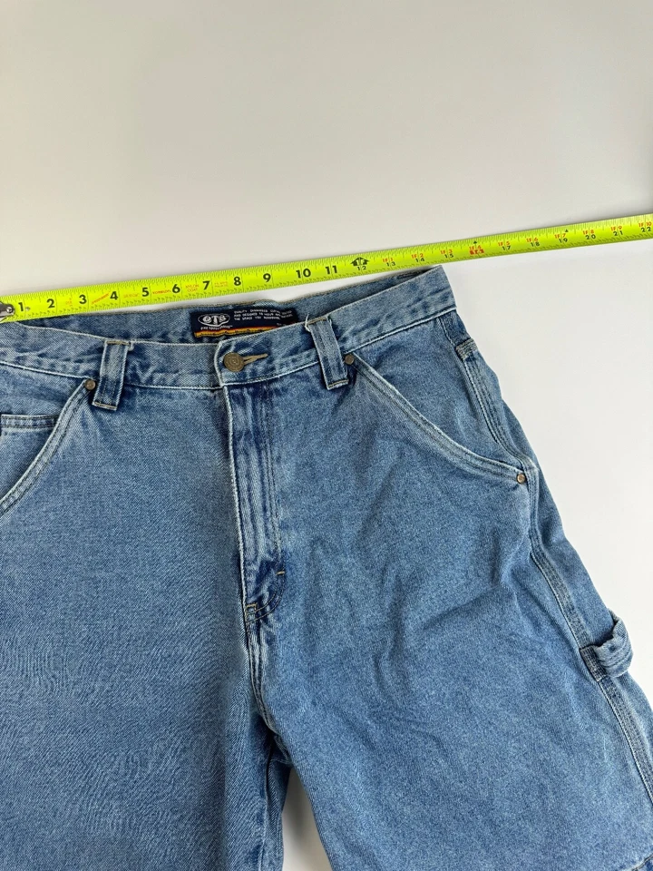 Pantalones Cortos De Colección OTB Para Hombres Azul Denim Carpintero Jean Pantalones Cortos Sueltos Skate jnco 30 Cadera y2k Foto 3 de 4