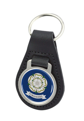 Yorkshire County Flag Round Black Leather Keyring | eBay UK