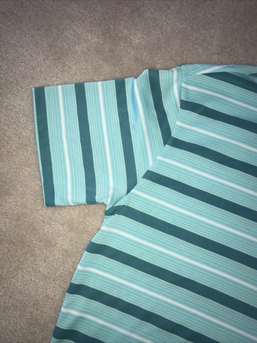Nike Golf Tour Performance Mens Polo Shirt Blue Striped Dri Fit Stretch Collar S - Picture 4 of 12
