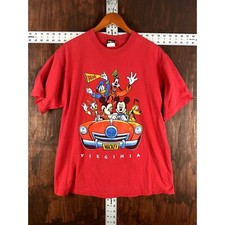 Disney Mickey Goofy Donald Duck Unlimited Graphic Shirt Red Mens Large Vintage