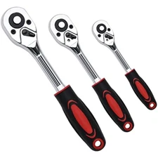 Heavy Duty Drive Ratchet Set - Quick-Release, Reversible, Chrome Steel