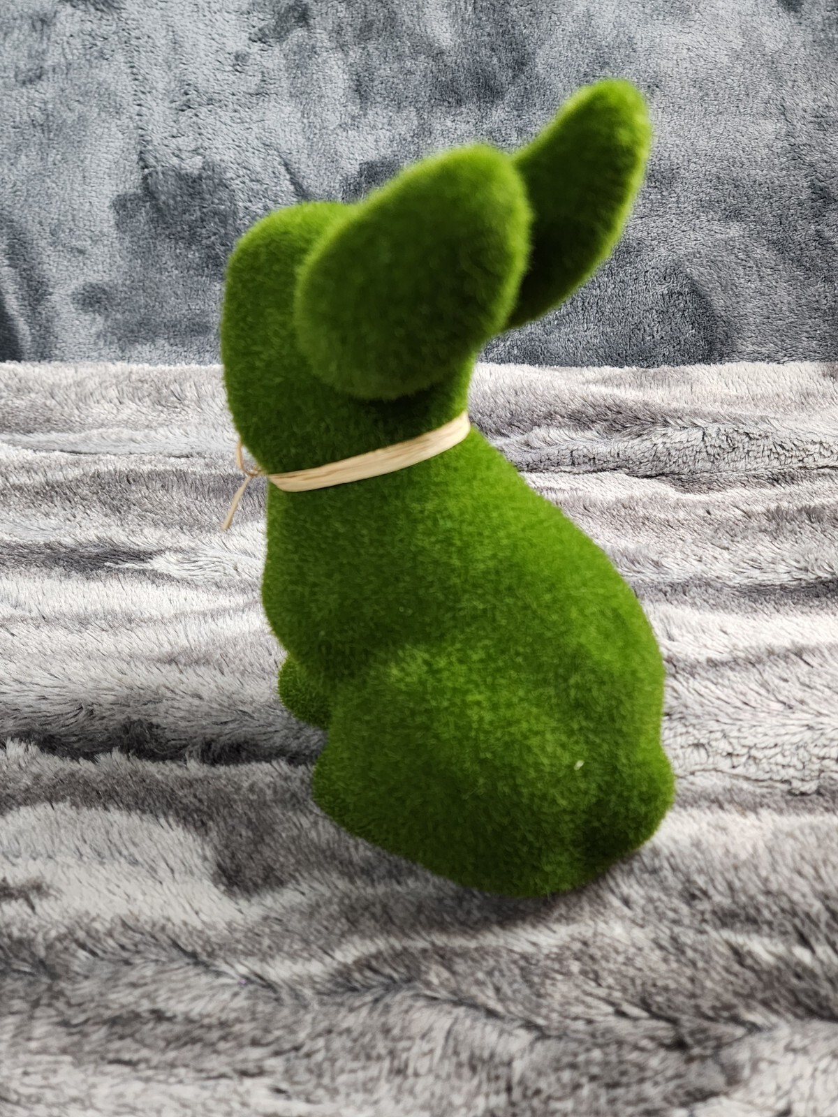 Bunny Rabbit Figurine Flocked Green Faux Grass Styrofoam Spring ...