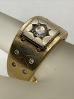 ELEGANT Solid 14K Tricolor Gold White CZ MEN’S Band Ring 13.9gr. Size 11.75