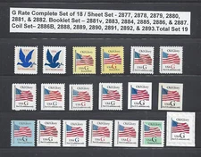 US Scott # 2877 to 2893 Set of 19 "G" Rate MNH Singles