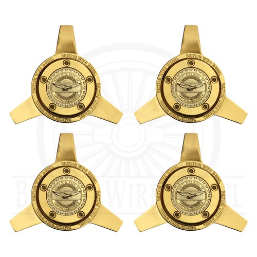 Gold KO Spinner Caps with Zenith Gold Lowrider Wire Wheel Chip Emblems, Set of 4 - Picture 52 of 60
