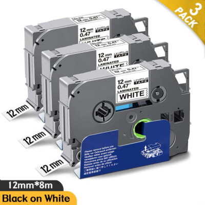 Brother TZe-231 P Touch Label Tape - 12mm Black on White Laminated Tape TZ-231