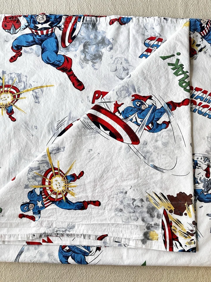 Pottery Barn Kids ~ Marvel Comics ~ Capitán América ~ Sábana plana doble de algodón Foto 4 de 4