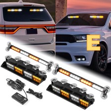 Amberwhite Led Windshield Dash Strobe Light Bar Car Truck Warning Flashing Lamp