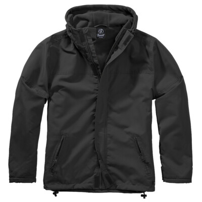 Brandit Windbreaker Front Zip Mens Hooded Water repellent Hiking Outdoor Black