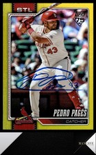 2026 Topps #280 Pedro Pages Auto Signed IP Yellow Rainbow Foil #/399 Cardinals