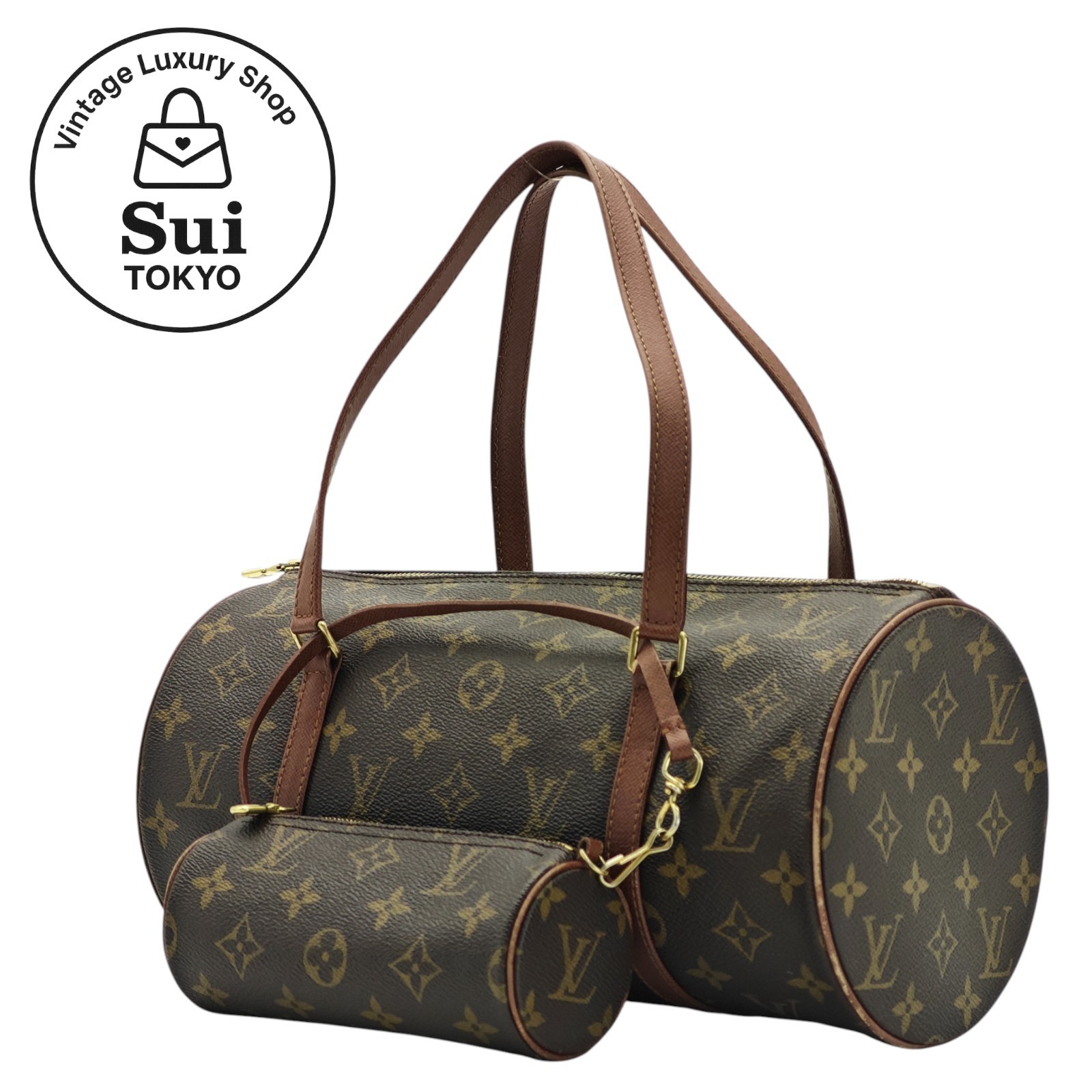 LOUIS VUITTON Papillon 30 Monogram Handbag Pouch M51385 Auth【Condition:A】