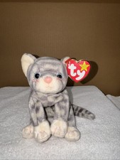 TY Original Beanie Babies SILVER The Cat Plush Toy With Tags  