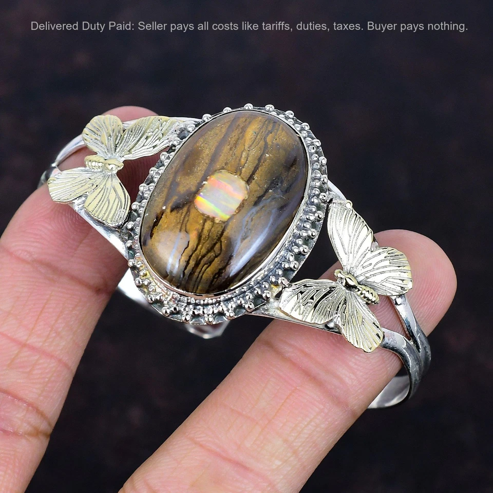 Brazalete Brazalete Mariposa Piedra Ópalo Etópico Plata Esterlina Foto 4 de 4